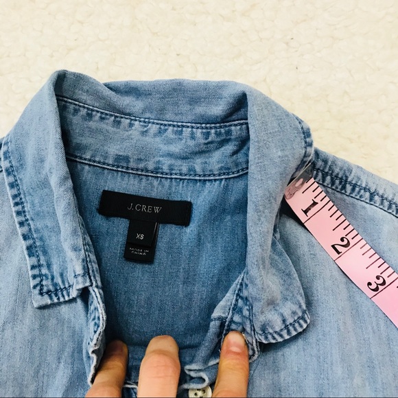 J. Crew Pocket Shirt Chambray Blue XS Button Down - Picture 7 of 8